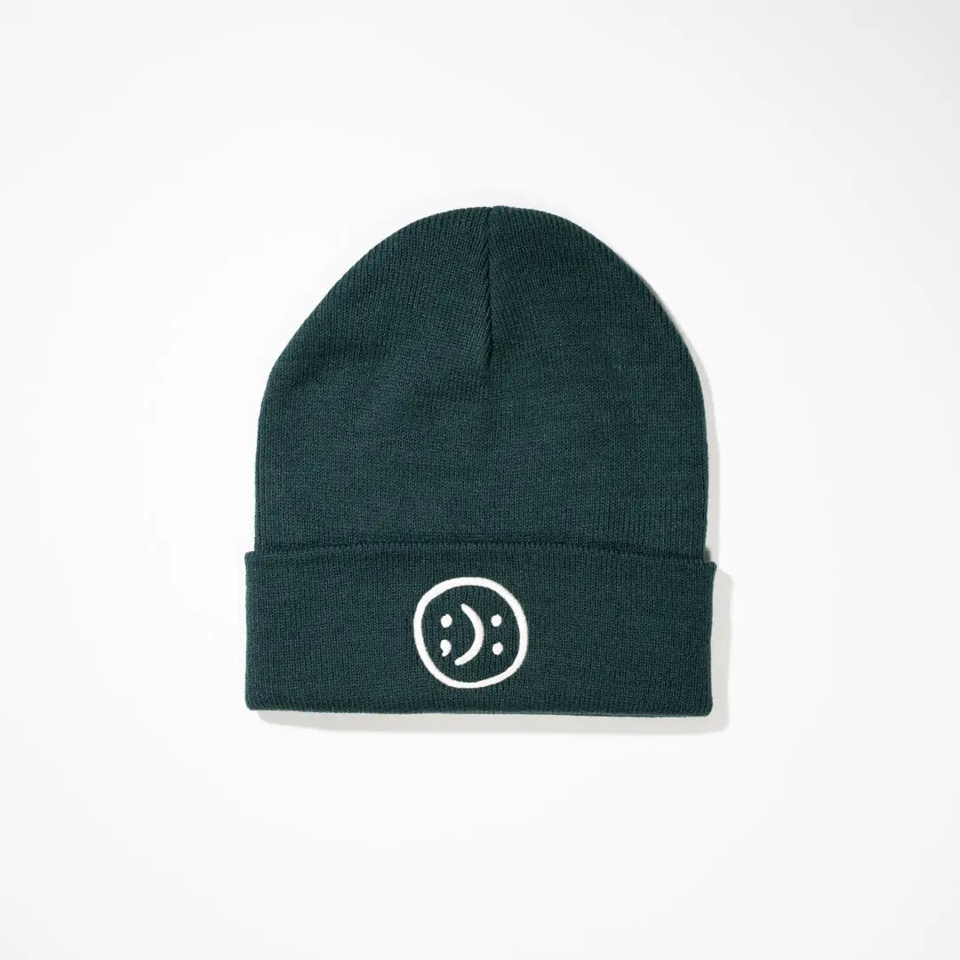 Smiley Beanie - Dark Green - Pink7