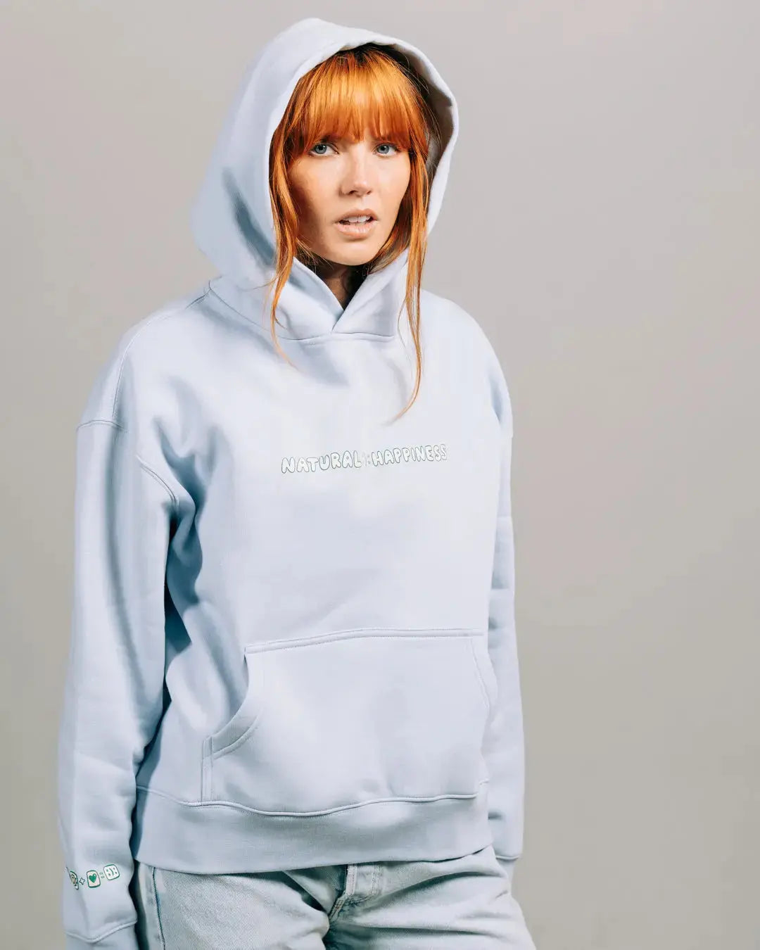 The Women's Natural Happiness Hoodie - Powder Blue - Pink7