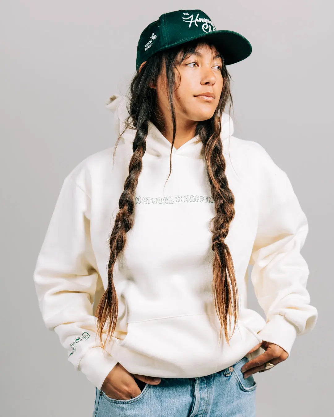 The Natural Happiness Hoodie - Bone - Pink7