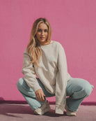 The Club Crewneck - Cream - Pink7