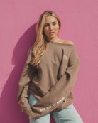 The Club Crewneck - Mocha - Pink7
