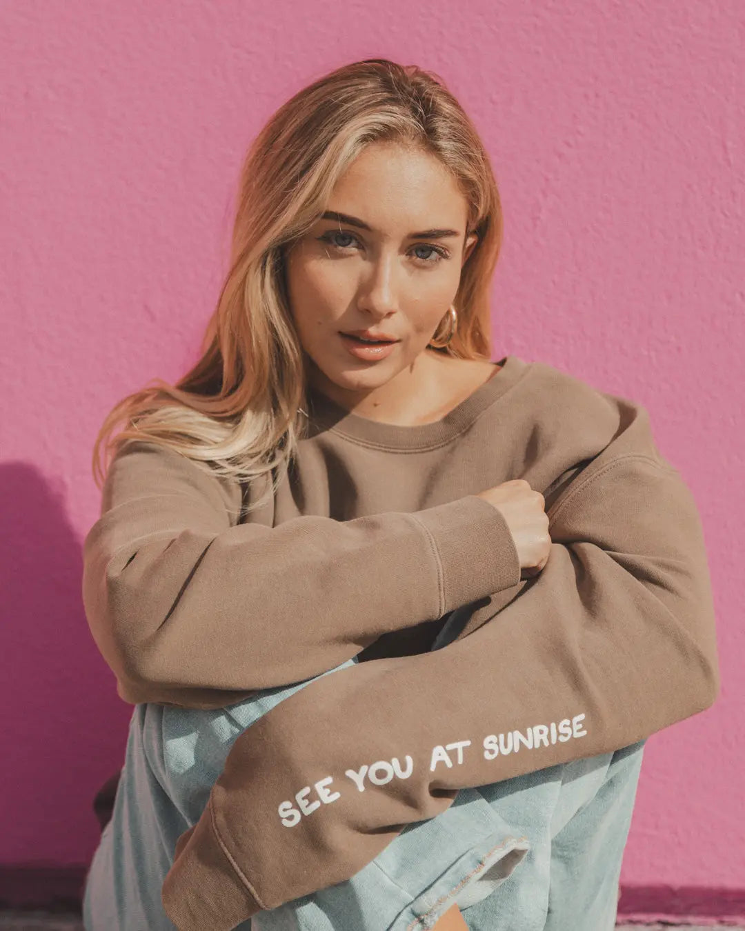 The Club Crewneck - Mocha - Pink7