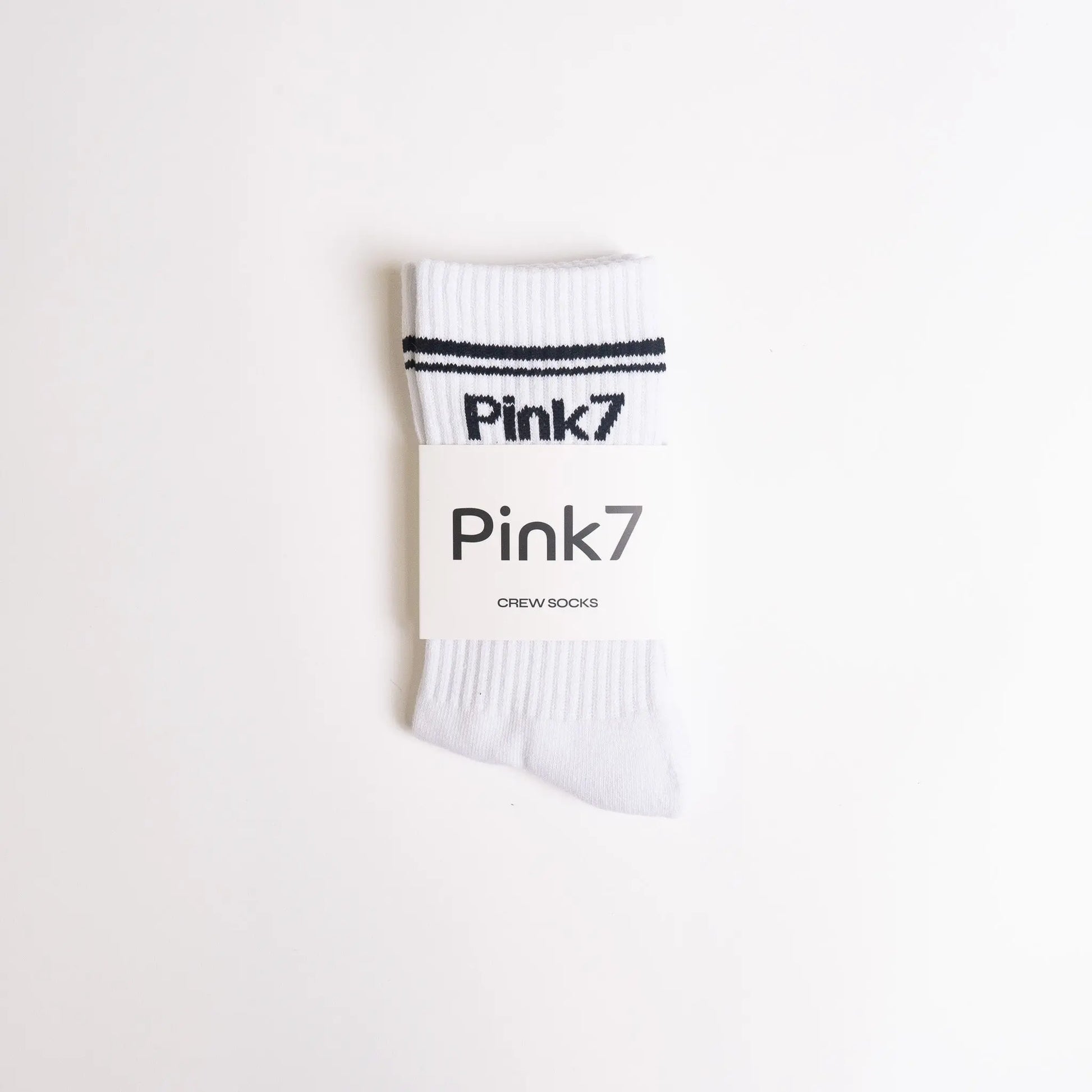 Vintage Crew Sock - White - Pink7