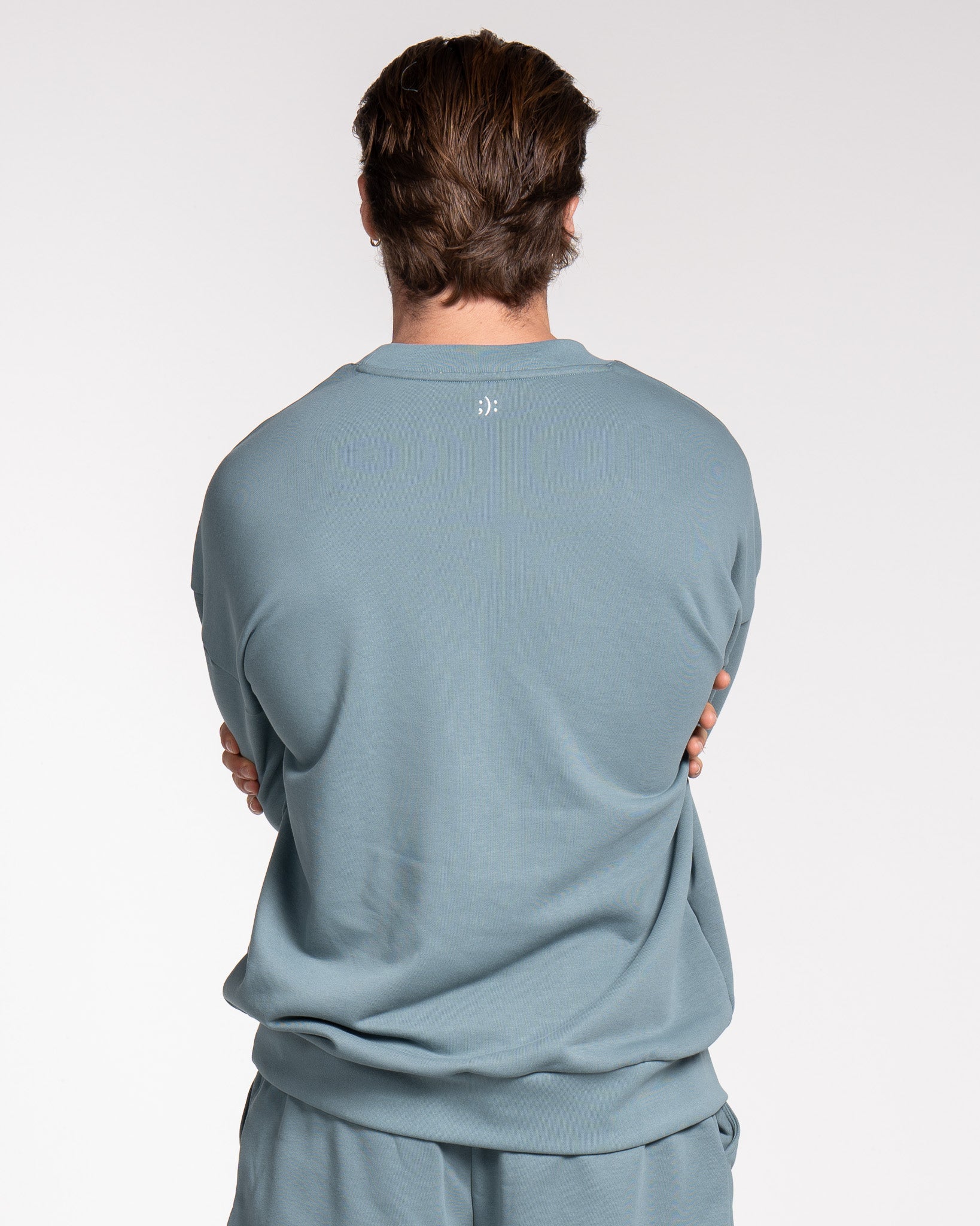 Classics Printed French Terry Crewneck - Deep Teal – Pink7, Inc.