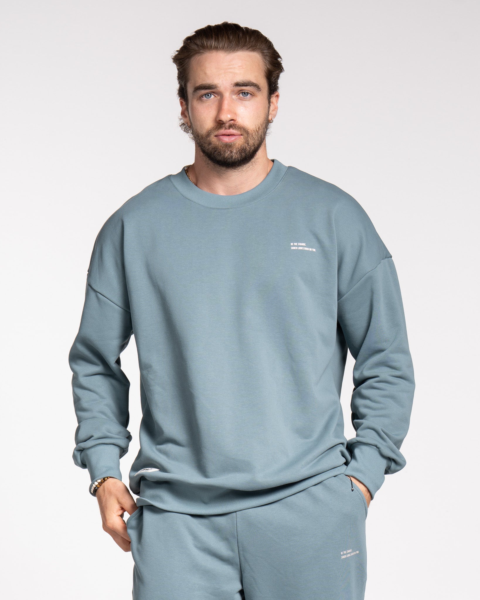 Classics Printed French Terry Crewneck - Deep Teal – Pink7, Inc.