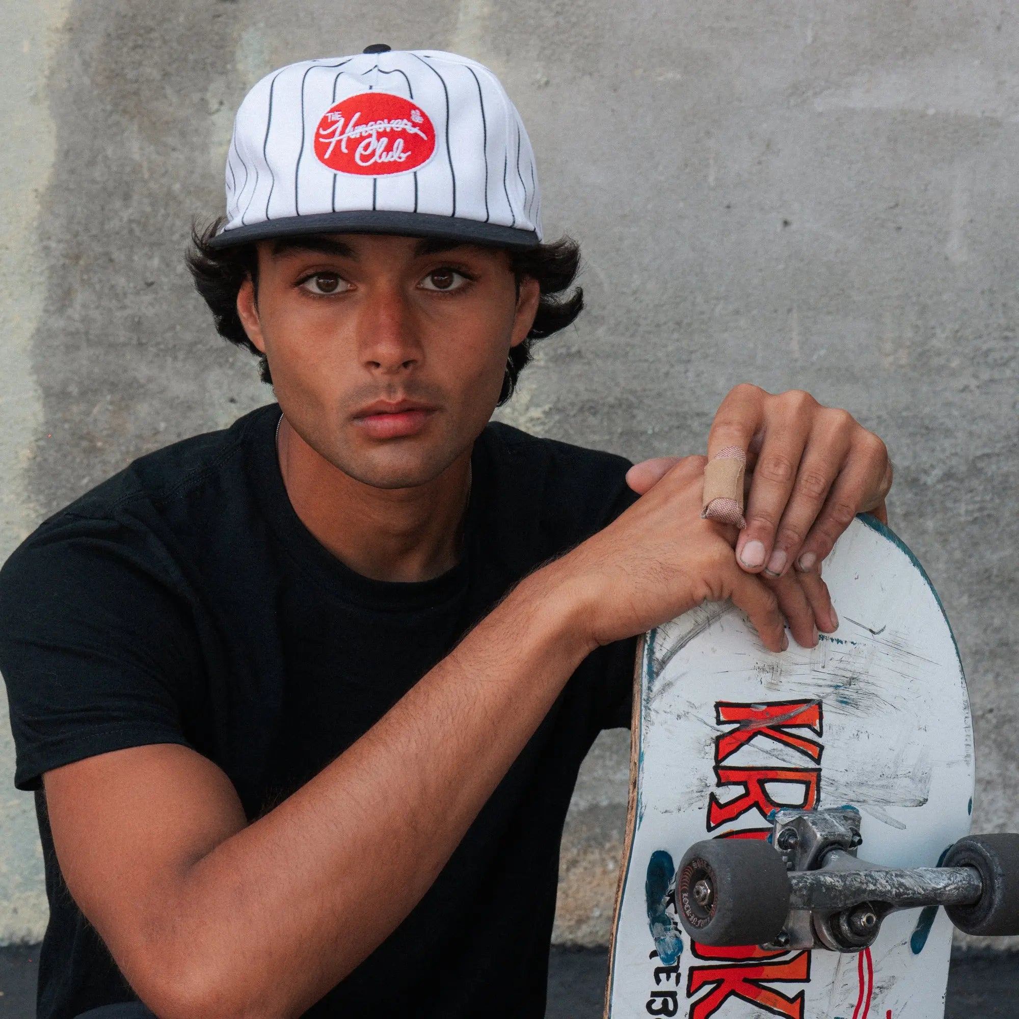 Hungover Club Hat - Unstructured Pinstripe - Pink7