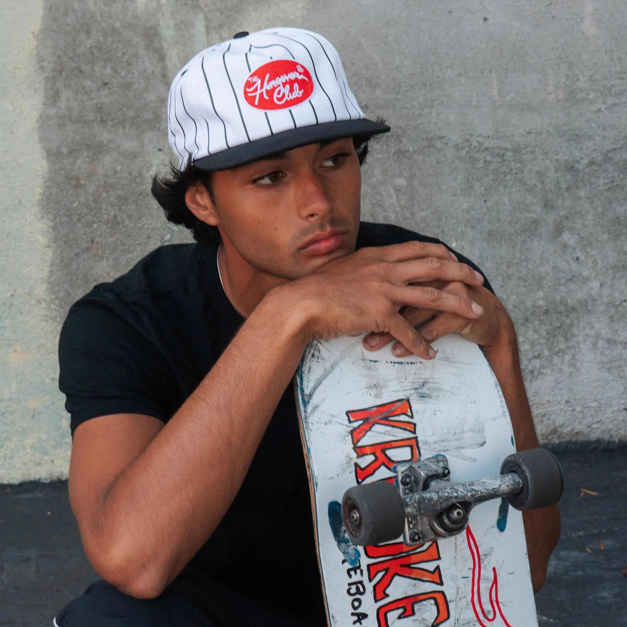 Hungover Club Hat - Unstructured Pinstripe - Pink7