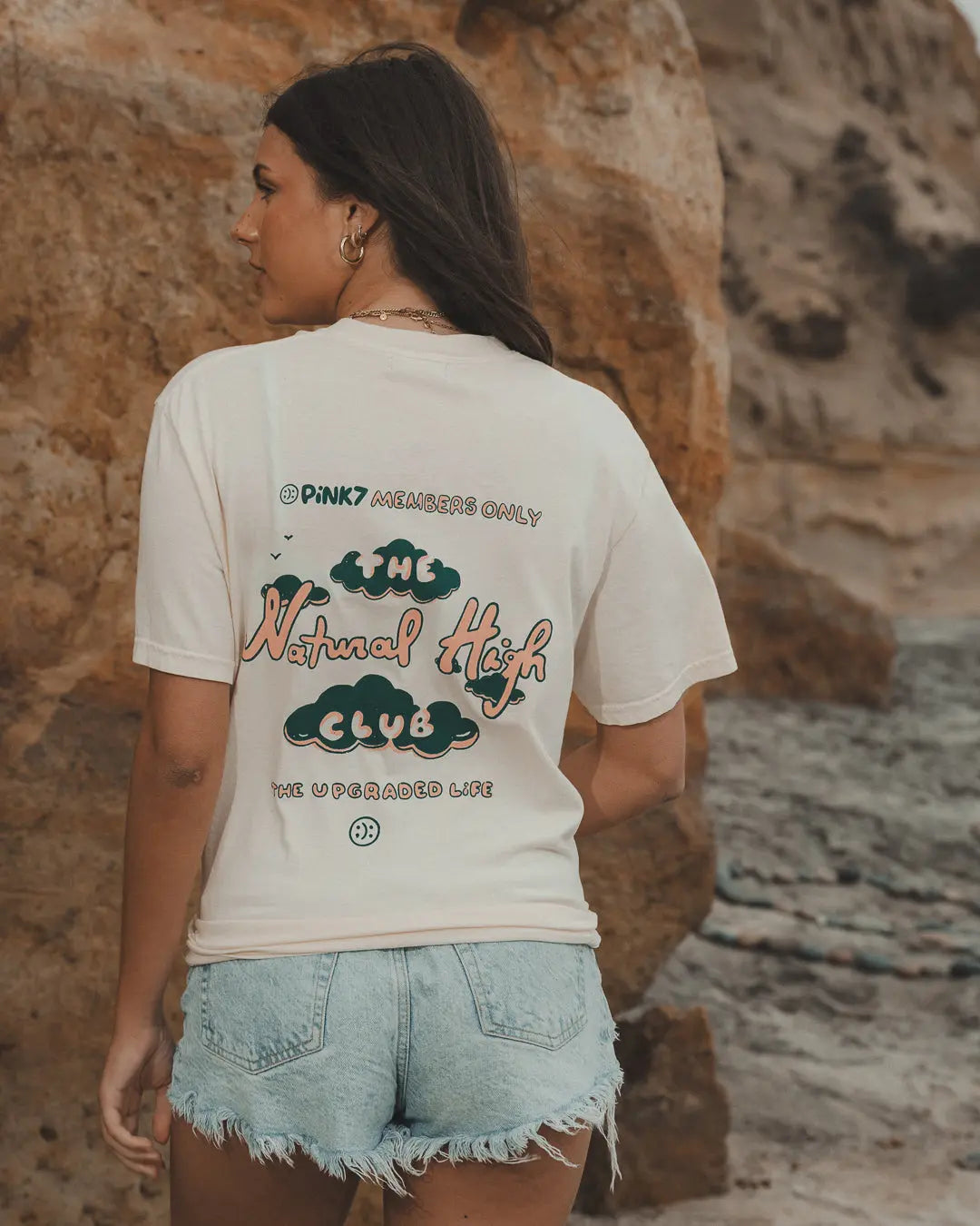 Natural High Club T-Shirt - Ivory / Pink / Green – Pink7